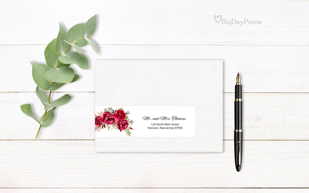Wrap Around Address Labels, Red Wedding Address Labels Template ...