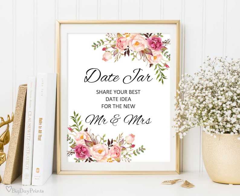 Date Jar Sign Date Night Ideas Printable Wedding Sign Date | Etsy