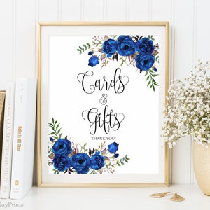 Cards and Gifts Sign, Gift Table Sign, Printable Wedding Sign, Gift Table Reception Sign, Blue Wedding Sign, Instant Download, #A043