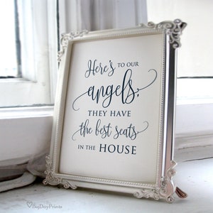 Here&#39;s to Our Angels Sign, Slate Blue Memorial Sign, Dusty Blue Wedding Sign, Instant Download, A124