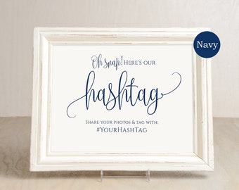 Hashtag Wedding Sign, Navy Wedding Hashtag Sign, Your Hashtag Sign, Hashtag Template, Calligraphy Wedding Sign, Templett, #A123