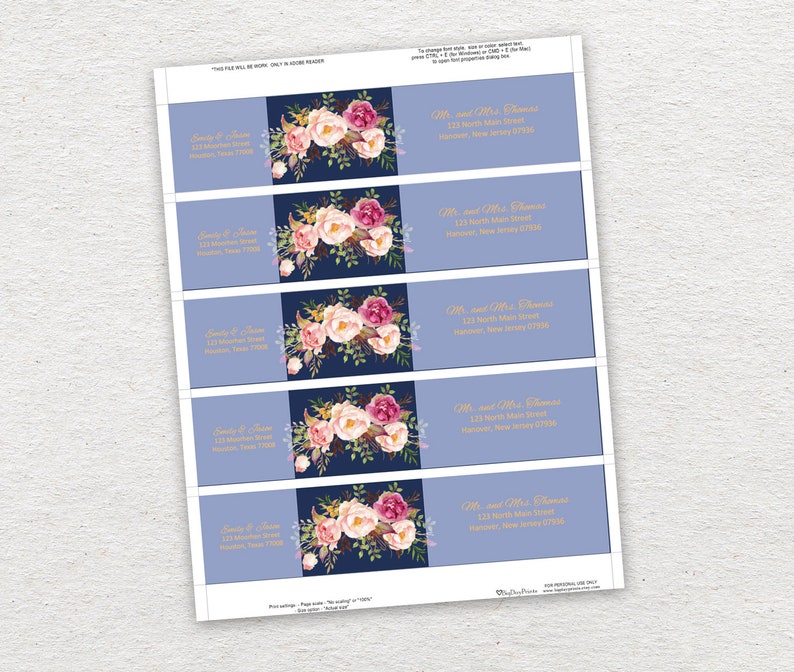 Wrap Around Address Labels Address Labels Template Printable Etsy