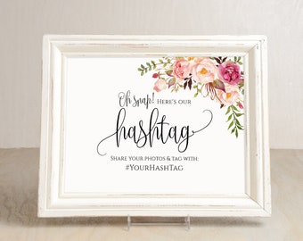 Hashtag Wedding Sign, Blush Wedding Hashtag Sign, Your Hashtag Sign, Hashtag Template, Templett, #A049