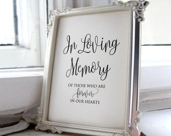 In Loving Memory Sign, Memorial Table Sign, Calligraphy Wedding Sign Printable, Instant Download, A030