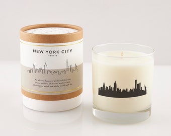 NYC Scented Soy Candle: Reusable Rocks Glass, New Home Gift