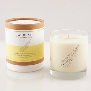 August Birth Flower Soy Candle: Gladiolus Scented Rocks Glass Reusable Rocks Glass
