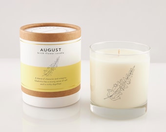August Birth Flower Candle | August Birthday Gift For Her | New Mother Shower Gift | Personalized Soy Candle In Reusable Rocks Glass
