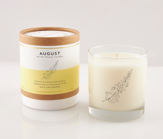 August Birth Flower Soy Candle: Gladiolus Scented Rocks Glass