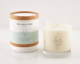 Relaxation Candle: Soy Wax in Reusable Rocks Glass, Aromatherapy Gift