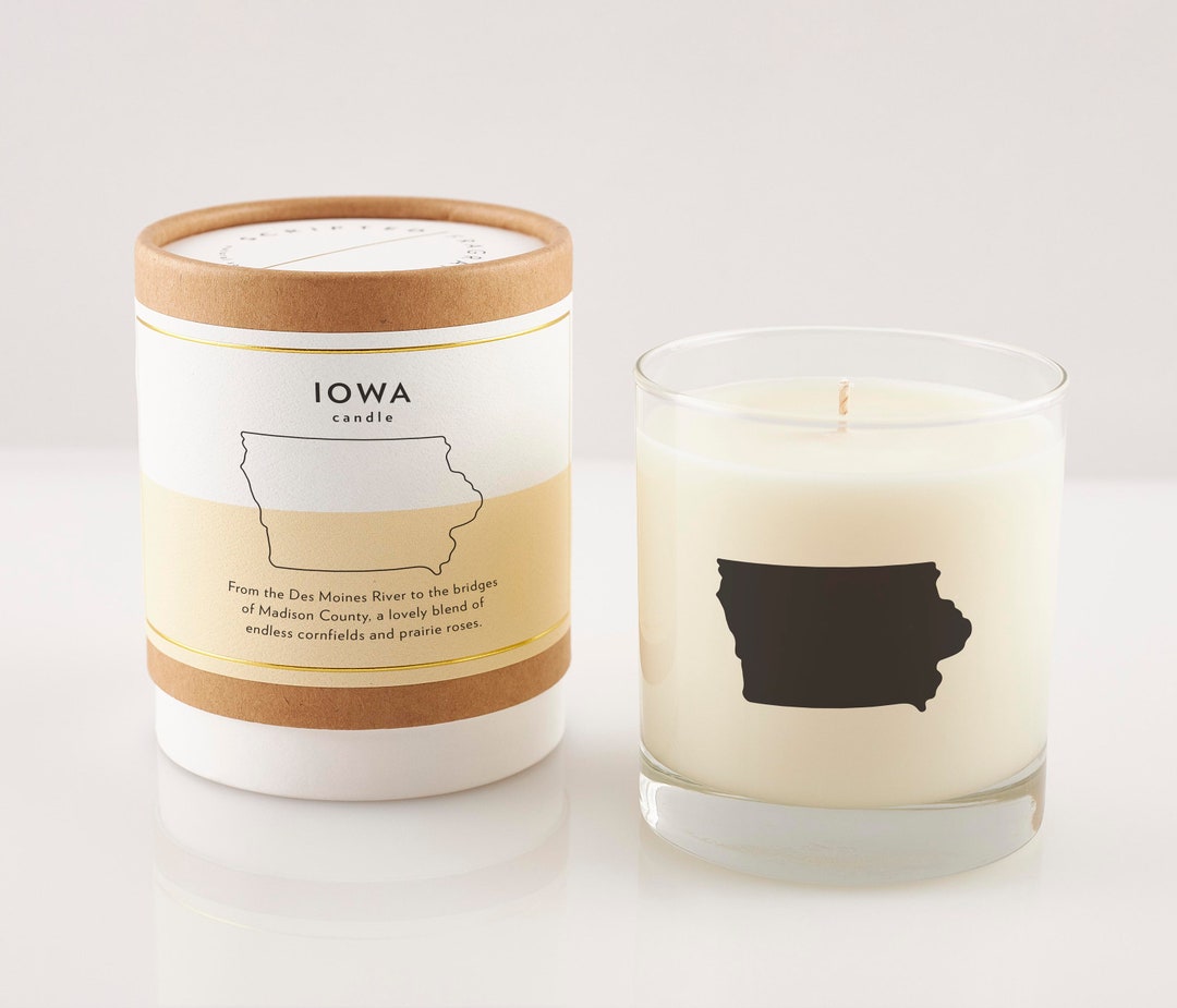Iowa State Candle Iowa Gift Hostess Gift Housewarming Gift State Candles Iowa Rocks Glass Moving