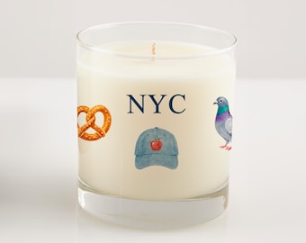 Personalized Candles in Drinking Glasses | NYC, New York City, Basketball, Statue of Liberty, Custom Candle Gift, Boat Tote Charm Candle
