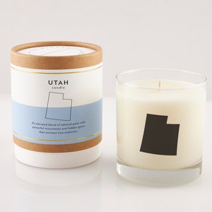 Utah State Candle | Utah Lover Gift | Utah Wedding Favor | Soy Candle In Reusable Rocks Glass | Moving Gift | Missing You | Hostess Gift