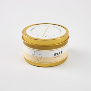 Texas State Candle Texas Gifts Housewarming Gift Corporate Gift Giving Rocks Glass Texas Home State Candles Moving Gift Large Gold Tin