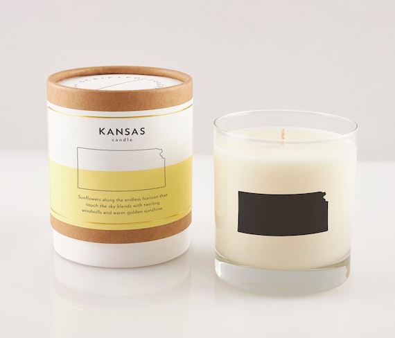 Kansas Scented Soy Candle: Reusable Rocks Glass, State Gift