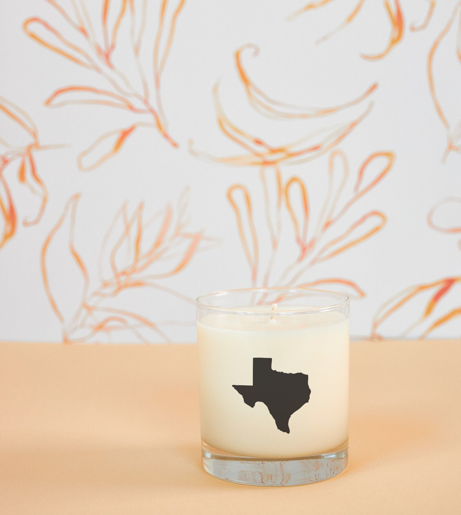 Texas State Soy Candle in Signature Silhouette Glass Texas Etsy