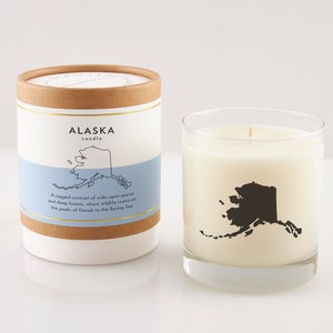Alaska Soy Candle | Alaska Lover Gift | Personalized Gift | Missing You | Moving To Alaska | Hostess Gift | Candle In Reusable Rocks Glass