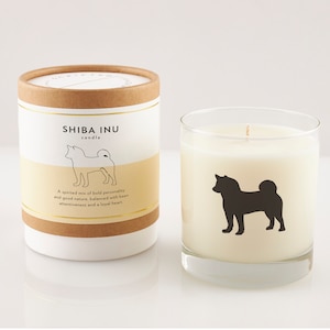 Shiba Inu Soy Candle: Reusable Rocks Glass, Personalized Pet Gift