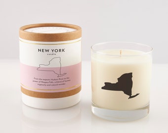 New York Candle | New York Scented Candle | State Of New York Gift | New Home | Rocks Glass | Hostess Gift | Missing You Gift