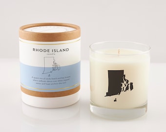 Rhode Island Scented Soy Candle: Beach & Driftwood in Reusable Rocks Glass