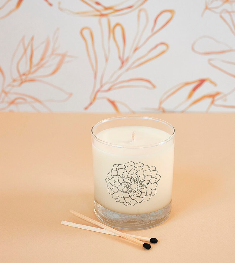 October Birth Flower Candle: Marigold Scented Soy Candle in Rocks Glass image 9