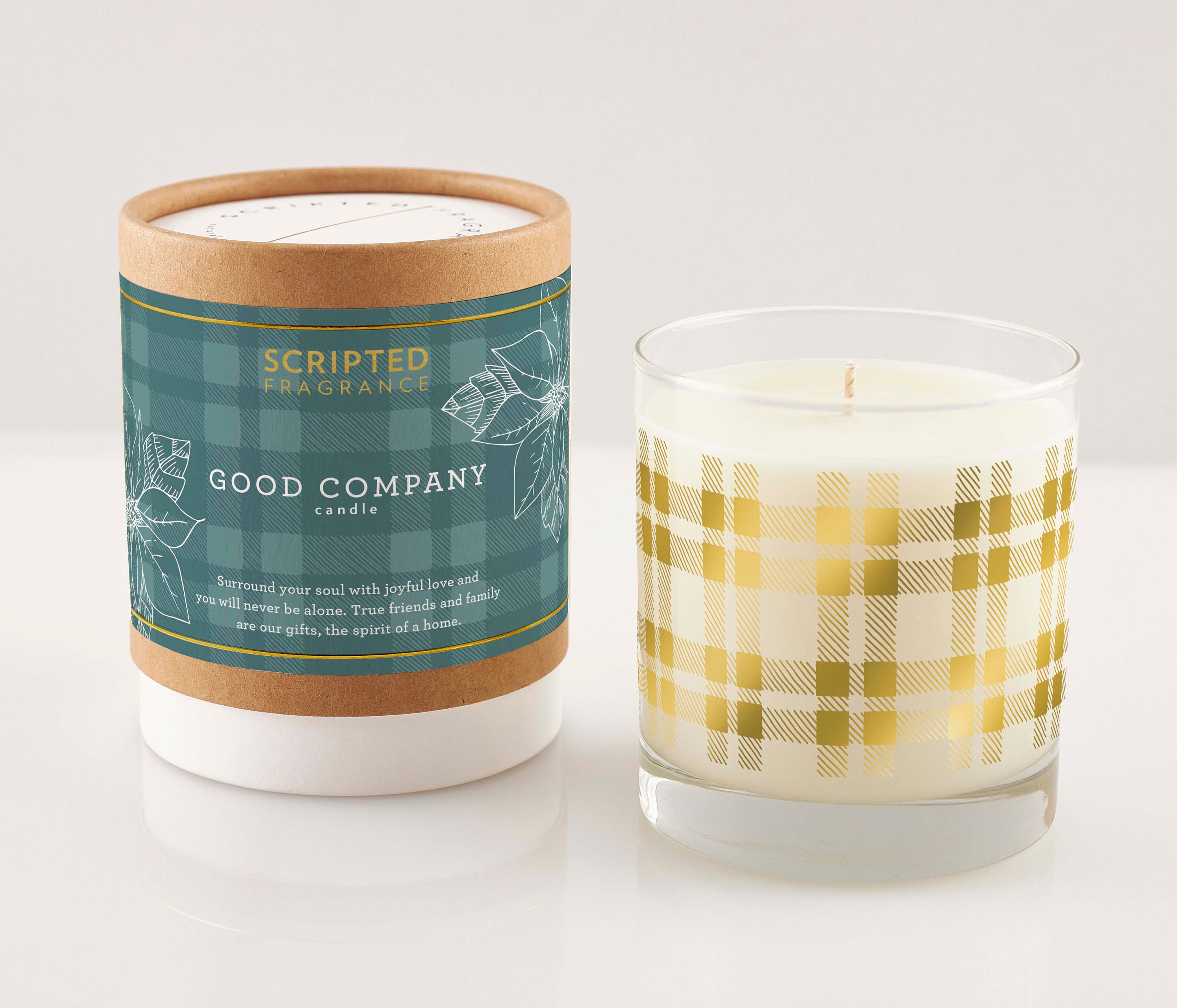 Good Company Soy Candle | Holiday Scented Personalized Gift Barware in Reusable Rocks Glass Hostess