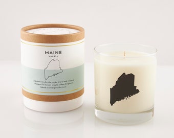 Maine Candle | Maine Scented Candle | Maine Rocks Glass | Maine Gift | Maine Wedding Favor | Hostess Gift | Whiskey Glass Candle |