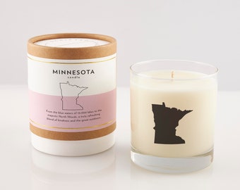 Minnesota State Candle | Minnesota Scented Candle | Minnesota Gift | New Home | College Gift | State Candles | Rocks Glass | Hostess