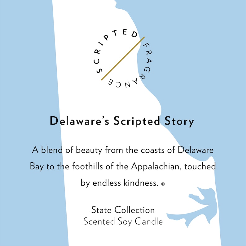 Delaware State Soy Candle in Large Luxe Gold Tin Delaware Scented Candle Wedding Favor Candle Housewarming Gift Moving Gift