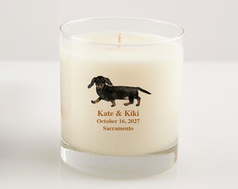 Personalized Candles in Reusable Drinking Glasses | Dachshund, Dog Lover Gift Set, Dog Mom Gift, Pet Memorial Gift, Custom Pet Gift, Doxie