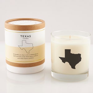 Texas State Candle Texas Gifts Housewarming Gift Corporate Gift Giving Rocks Glass Texas Home State Candles Moving Gift Reusable Rocks Glass