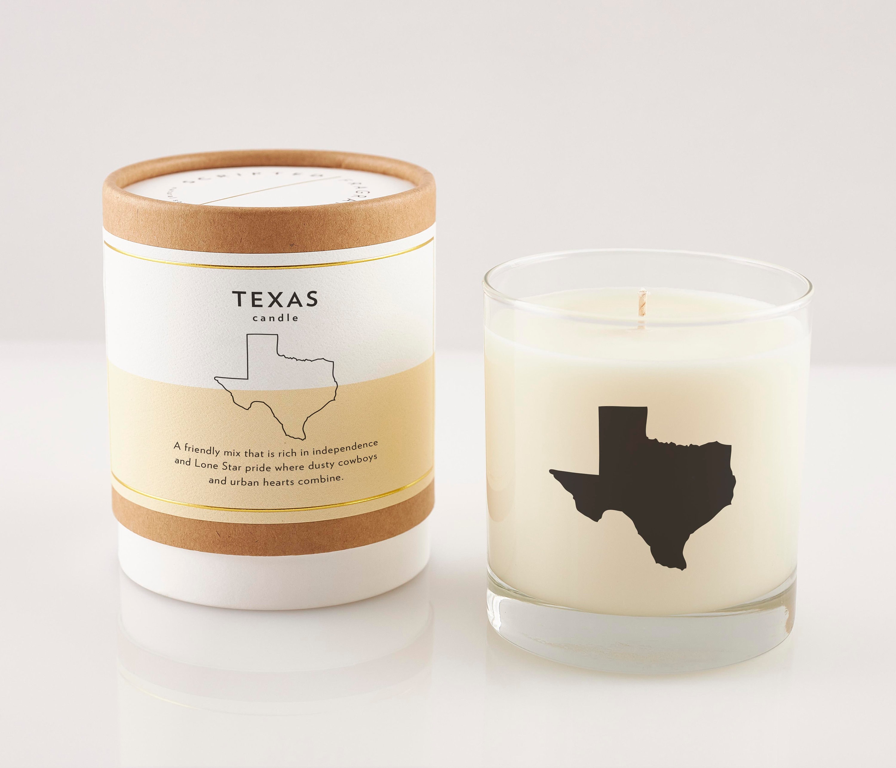 Texas State Candle: Cedarwood Vanilla Soy Candle in Rocks Glass