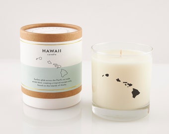 Hawaii State Candle | Hawaii Lover | New Home Gift | Personalized Gift | Soy Candle In Reusable Rocks Glass | Hostess Gift | Aloha Hawaii