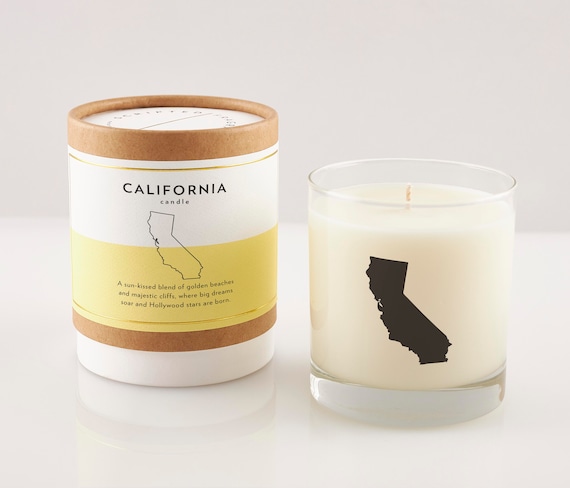 California Candle | California Lover Gift | Personalized Gift | Moving | California Wedding Favor | Soy Candle In Reusable Rocks Glass
