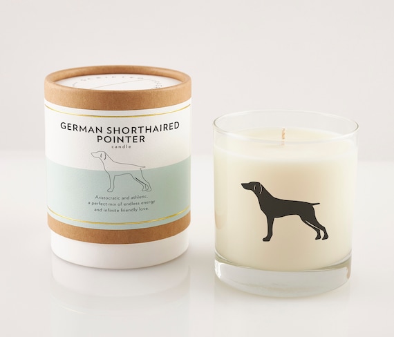 German Shorthaired Pointer Candle: Scented Soy Wax Rocks Glass
