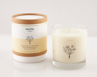 Hope Scented Soy Candle: Lime, Cucumber, Bamboo in Reusable Rocks Glass