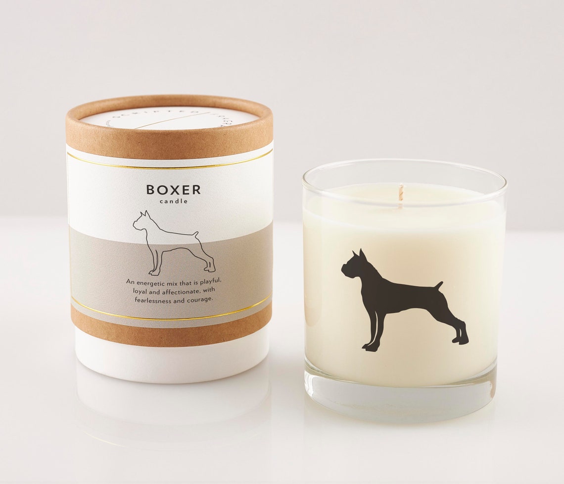 Boxer Dog Breed Soy Candle in Signature Silhouette Glass image 0