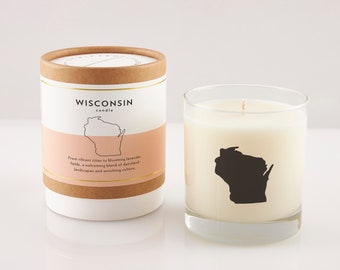 Wisconsin Candle | Wisconsin Home | New Home | Moving Gift | Corporate Gifting | Wisconsin Hostess Gift | Wisconsin Lover Gift | Rocks Glass