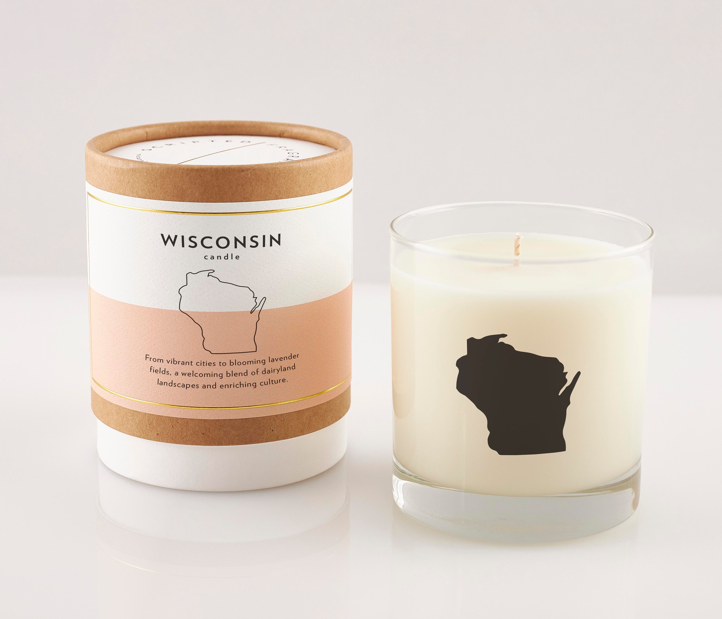 Wisconsin Candle | Wisconsin Lover Gift | New Home | Moving Gift | Corporate Gifting | Hostess Gift | Soy Candle In Reusable Rocks Glass
