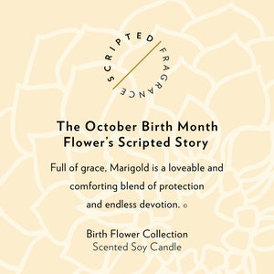 October Birth Flower Candle: Marigold Scented Soy Candle in Rocks Glass image 4