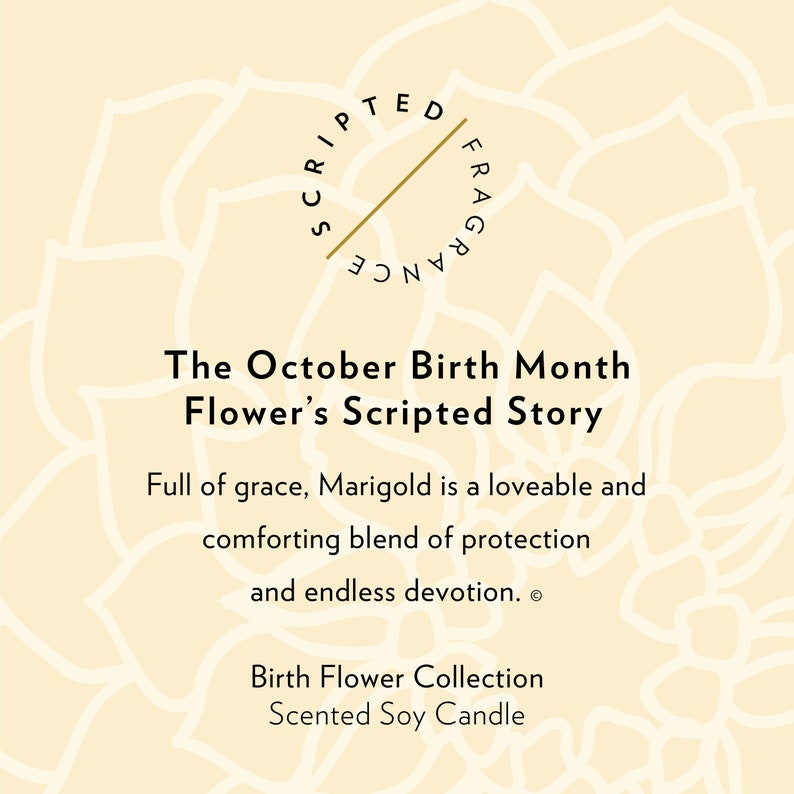 October Birth Flower Candle: Marigold Scented Soy Candle in Rocks Glass image 4