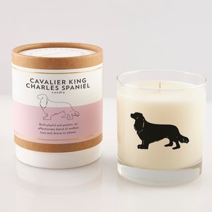 Cavalier King Charles Spaniel Candle | Cavalier King Charles Lover Gift | Personalized Pet Gift | Soy Candle In Reusable Rocks Glass |