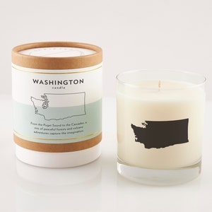 Washington State Candle | Washington Home | Housewarming Gift | Wedding Favor | Moving Gift | Rocks Glass | Hostess Gift