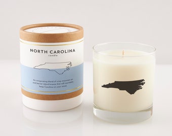 North Carolina Candle | North Carolina Gift | Wedding Favor | North Carolina Home | Rocks Glass | Hostess Gift | Moving Gift