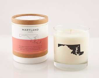 Maryland Soy Candle: Chesapeake Bay Scent, Reusable Rocks Glass