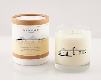 Newport Rhode Island Soy Candle, Beach Lover Gift, Beach House, Ocean Scented, Reusable Rocks Glass, Hostess Gift
