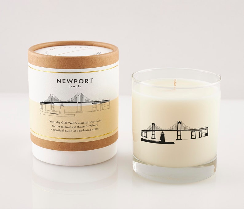 Newport Rhode Island Soy Candle, Beach Lover Gift, Beach House, Ocean Scented, Reusable Rocks Glass, Hostess Gift image 1