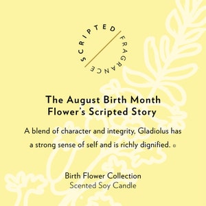August Birth Flower Soy Candle: Gladiolus Scented Rocks Glass afbeelding 4