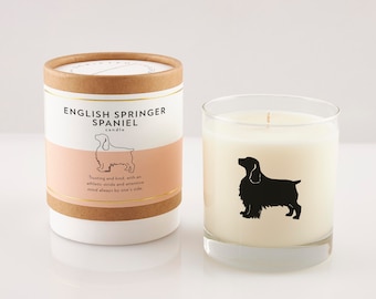 English Springer Spaniel Soy Candle: Reusable Rocks Glass, Dog Lover Gift