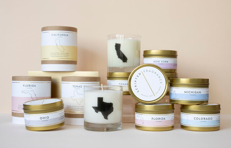 Delaware State Soy Candle in Large Luxe Gold Tin Delaware Scented Candle Wedding Favor Candle Housewarming Gift Moving Gift