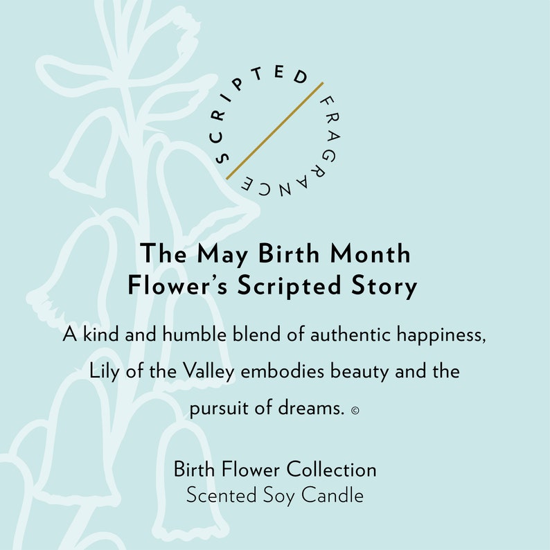 Birthday Lily Of The Valley Gift For Her May Birth Month Flower Soy Candle with Large Gold Tin May Birthday Gift Birthstone Candle